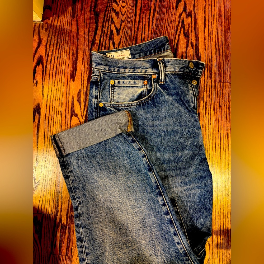 men’s gap 33x30 original 90s fit button fly jeans (zero stretch)